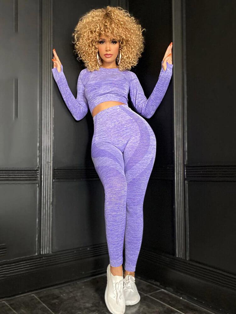 2 Piece Long Sleeve Tops+ High Waist Leggings Set